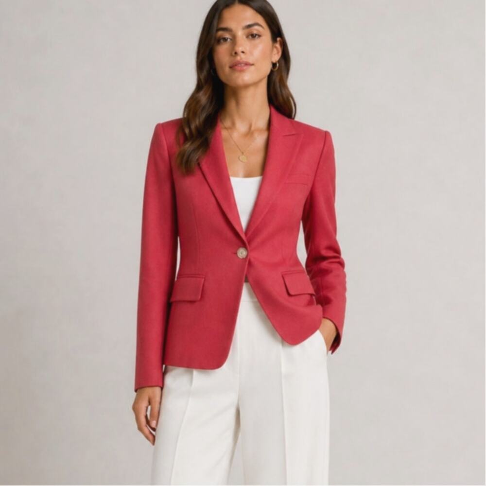 Veronica Beard 00 Danielle Peplum Dickey Jacket $650 Fitted Blazer Coral Pink XS